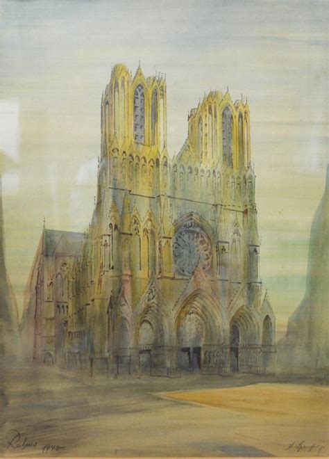 Kathedrale Von Reims Aquarell Von Adolf Spengler Spengler Museum