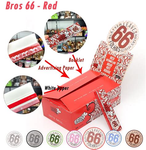 Bros 66 Leaves Red Natural 50 Booklet 11052 Mm King Size Rolling Paper