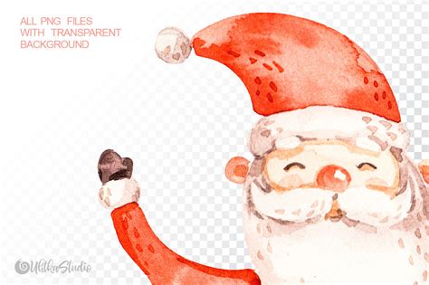 Happy Santa Claus Christmas Watercolor Clipart By Ulitkastudio