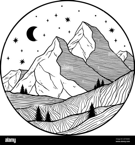 Circle Landscape Mountain Art Adventure Logo Icon Symbol Design