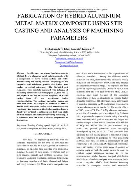 Pdf Fabrication Of Hybrid Aluminium Metal Matrix Composite Using Stir