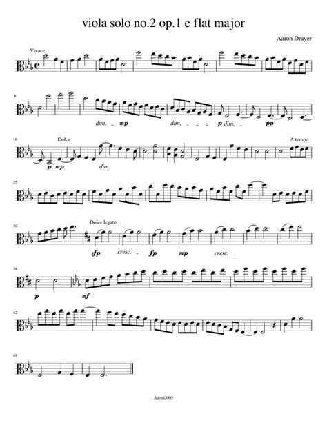 Viola Solo No 2 Op 1 E Flat Major Sheet Music For Viola Solo