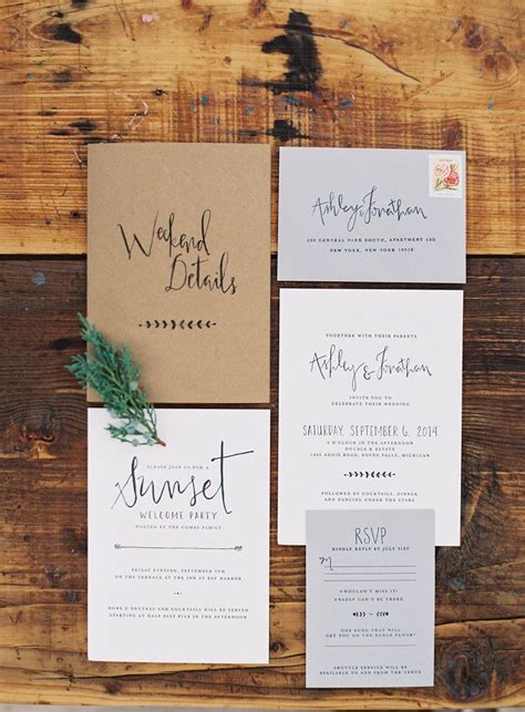 Modern Rustic Wedding Invitations Atelier Yuwa Ciao Jp