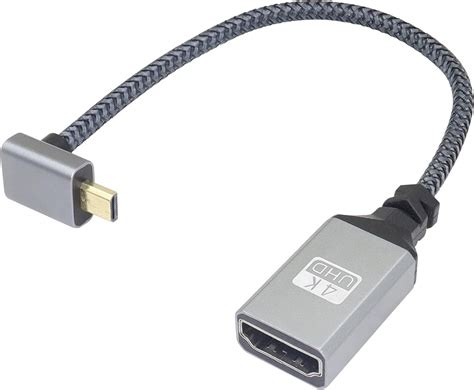 RIIEYOCA 4K Micro HDMI To HDMI Adapter Cable 90 Degree Up Angle Micro