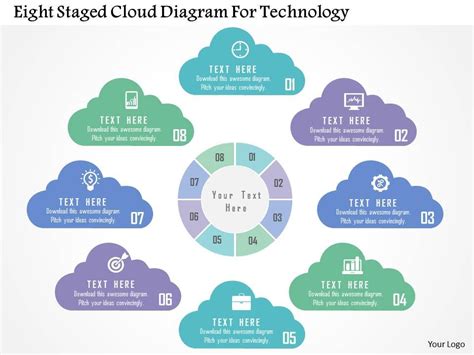 Eight Staged Cloud Diagram For Technology Flat Powerpoint Design