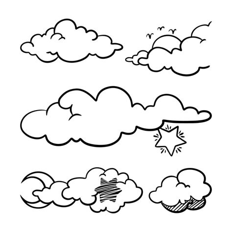 Doodle Set Of Clouds Vector Illustration 23059200 Vector Art At Vecteezy