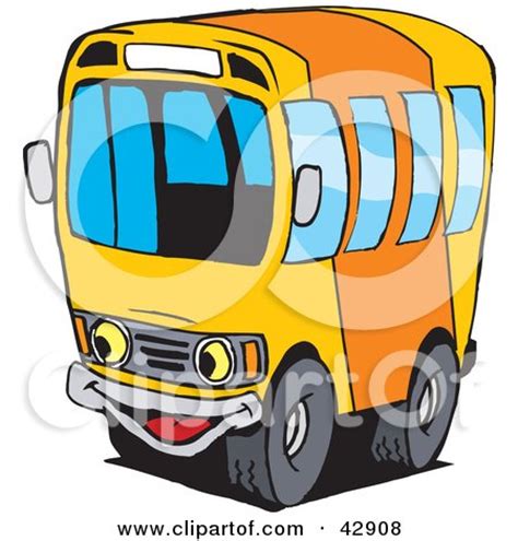 Clipart Illustration of a Happy Orange And Yellow School Bus Character by Dennis Holmes Designs ...