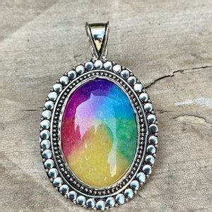 Rainbow Solar Quartz Pendant Brass Sterling Silver Pendant Rainbow