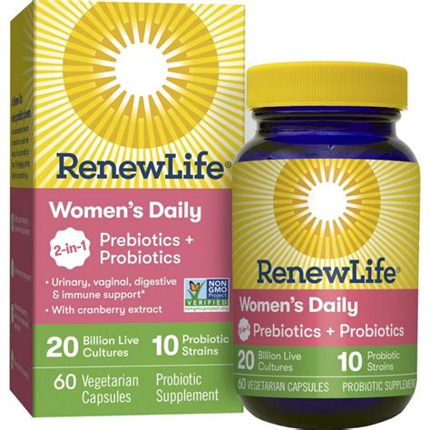 Renew Life Womens Daily Prebiotics Probiotics 20 Billion Live