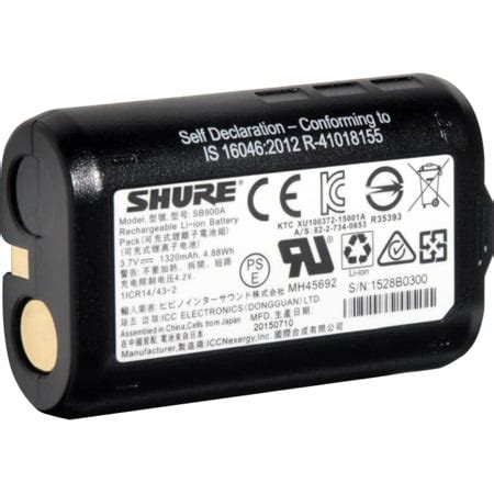 Shure SB900B Lithium Ion Rechargeable Battery For Axient Digital ULX D