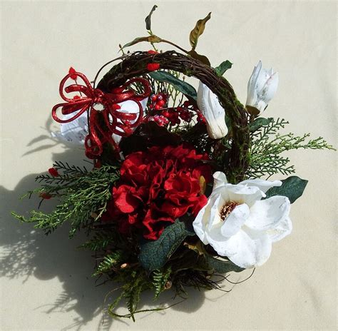 Christmas Magnolia Basket Holiday Basket White Flower Etsy