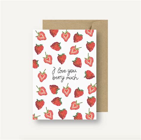 I Love You Berry Much I Love You Card Greeting Card Etsy