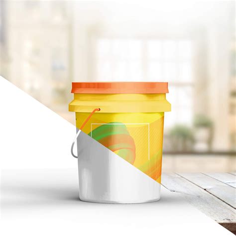 Free Color Paint Bucket Mockup PSD Template Mockup Den