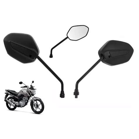 Espelho Retrovisor Preto Honda Cg Titan Fan Em Diante