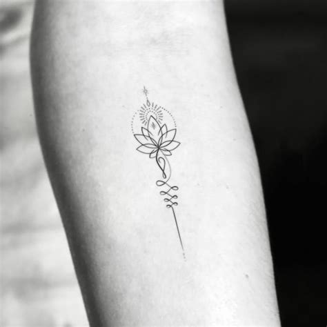 Fine Line Unalome Lotus Temporary Tattoo Set Of 3 Etsy Uk