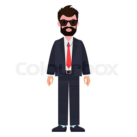 Bearded Man Wearing Suit Vector Illustration Stock Vector Colourbox