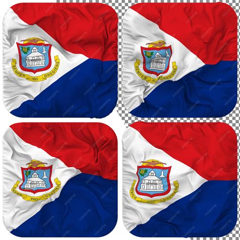 Premium Psd Sint Maarten Flag Squire Shape Isolated Different Waving Style Bump Texture 3d