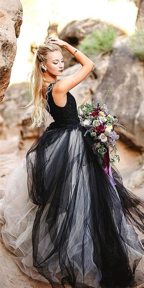 Tulle And Lace Boho Ballgown Style Wedding Dress Black Wedding