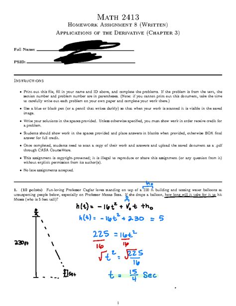 Homework 8 Classwork Assignment Good For Exams Math 2413 Homework