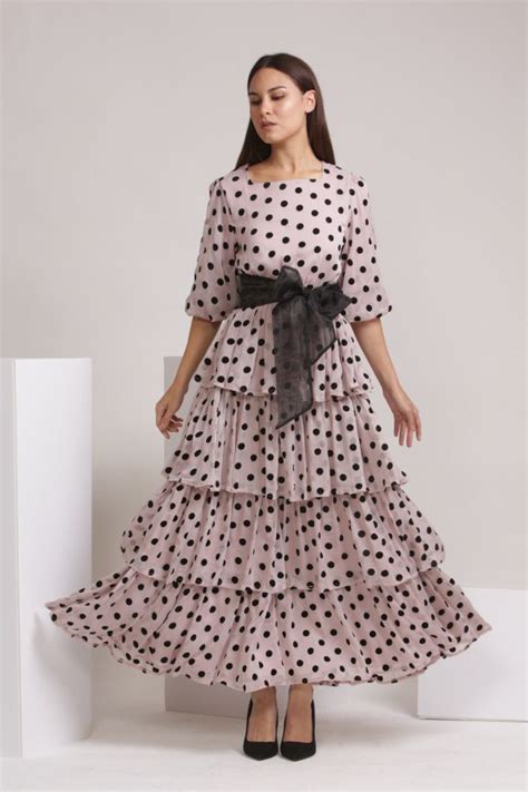 Pink Polka Dots Layered Dress Le Merge