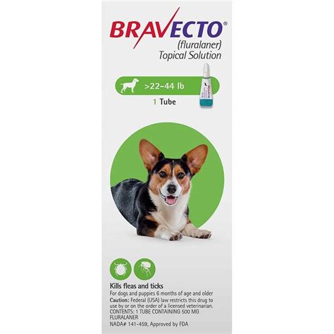 Bravecto For Dogs 22 44 Lbs 10 20 Kg Topical Flea Treatment Petbucket