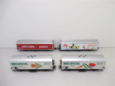 Märklin 4x div gedeckte Güterwagen DB SBB AC WS H0 Kaufen auf Ricardo