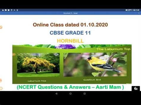 Class Xi Hornbill Poem The Laburnum Top Ncert Other Long Questions