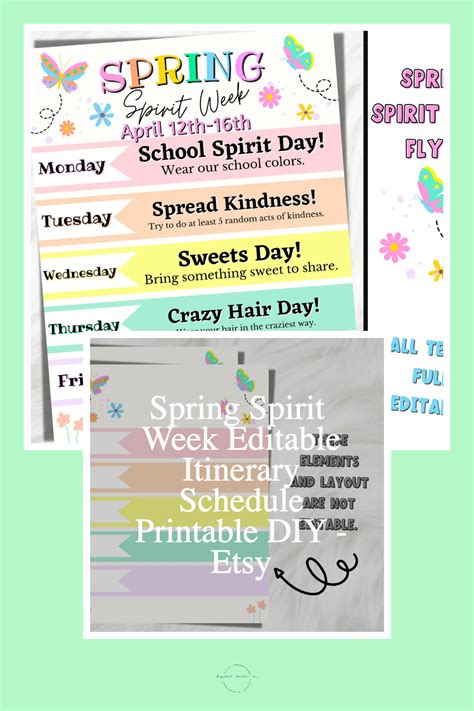 Four Different Posters With The Words Spring And School Spirit Day On