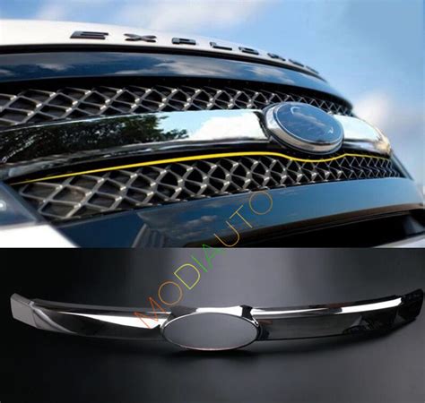 For Ford Explorer 2011 2015 ABS Chrome Front Center Grille Grid Cover