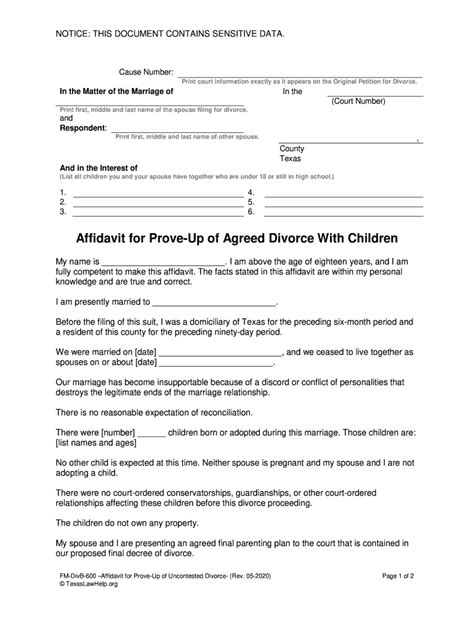 Affidavit For Prove Up Of Agreed Divorce Fill Out And Sign Online Dochub