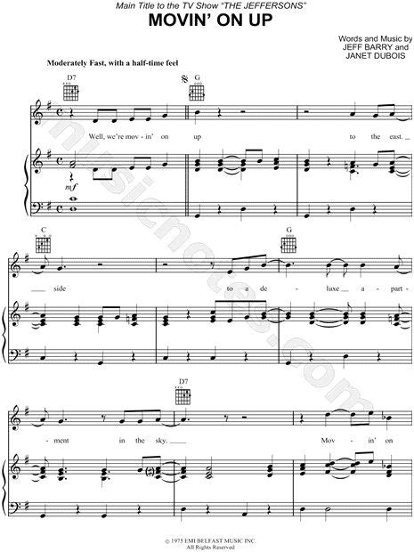 Movin On Up From The Jeffersons Sheet Music In G Major Transposable Download And Print