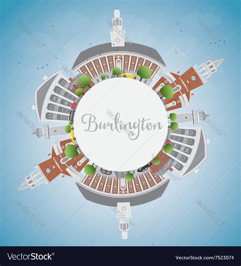 Burlington Vermont City Skyline Royalty Free Vector Image