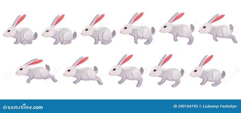 Rabbit Animation Icon Set Bunny Jump Or Animated Running Motion Cycle