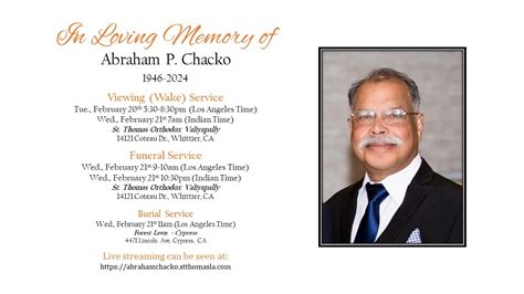 Funeral Services Abraham Chacko Youtube