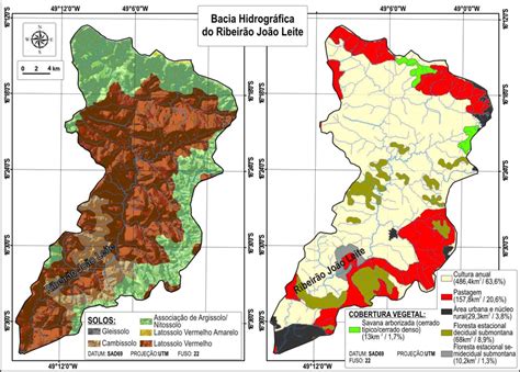 Mapa de solos e de cobertura vegetal uso e ocupação do solo em 2002 da