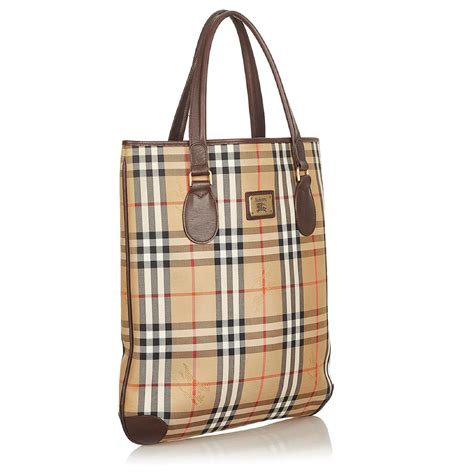 Burberry Sac Cabas En Toile Carreaux Haymarket Cuir Veau Fa On