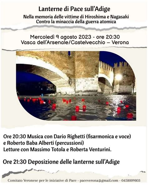 Mercoledì 09 08 2023 Verona Lanterne di Pace sull Adige in