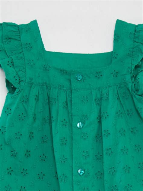 Vestido con bordado inglés VERDE Kiabi 12 00