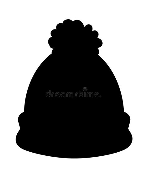 Hat With Pompom Warm Winter Accessory Headdress Vector Linear Picture Stock Illustration