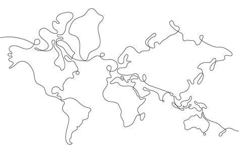 World Map Outline In One Stroke Art 20651476 Vector Art At Vecteezy