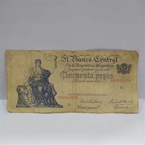 Antiguo Billete 50 Pesos Efigie Progreso Bottero 1888