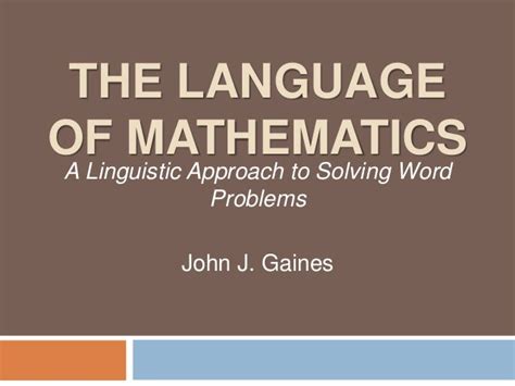 The Language Of Mathematics