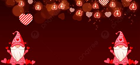 Valentines Day Gnome Hearts Glowing Background Gnome Valentine S Day