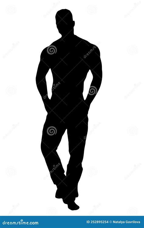 Black Silhouette Of A Man With Muscles An Athlete Stock Photo Image