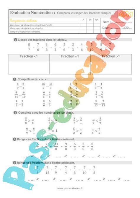 Bilan Au Cm Sur Comment Comparer Et Ranger Des Fractions Simples