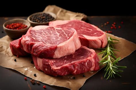 Premium Photo Fresh Raw Prime Black Angus Beef Steaks