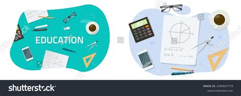 School Table Desk Top View Vector Stock Vector Royalty Free