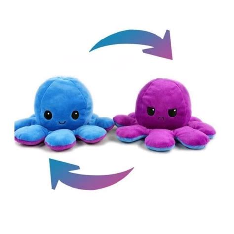 Dc Peluche De Pieuvre Double Face Bleu Violet Pi Ce