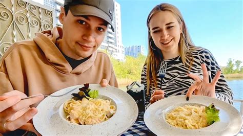 🍜 КАРБОНАРА с Сёмгой 🐟 МУКБАНГ Паста асмр итинг еда макароны спагетти ...