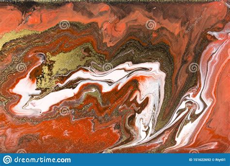 Red And Gold Marbling Pattern Golden Marble Liquid Texture Foto De